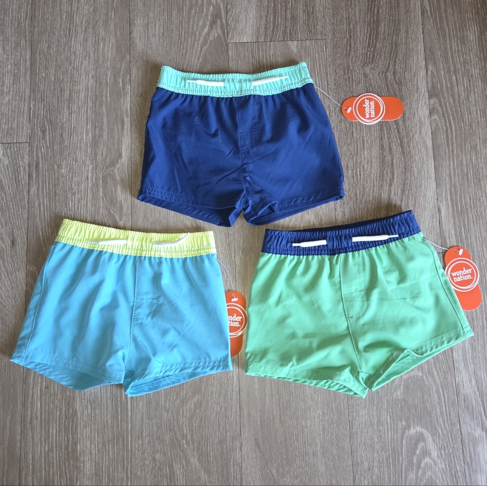 NEW Wonder Nation Kids Swim Trunks - Blue, Green, Aqua